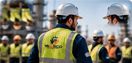 WASCO skilled workforce in safety vests at an industrial plant