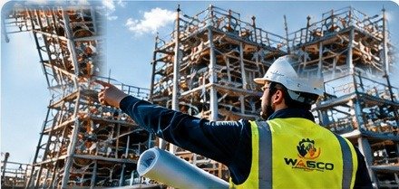 WASCO engineer reviewing plans at a construction site